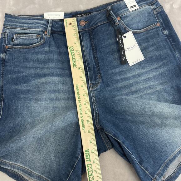 Judy Blue Shorts Womens 3XL Blue Denim Bermuda Tummy Control Hi Rise Stretch - Picture 3 of 11